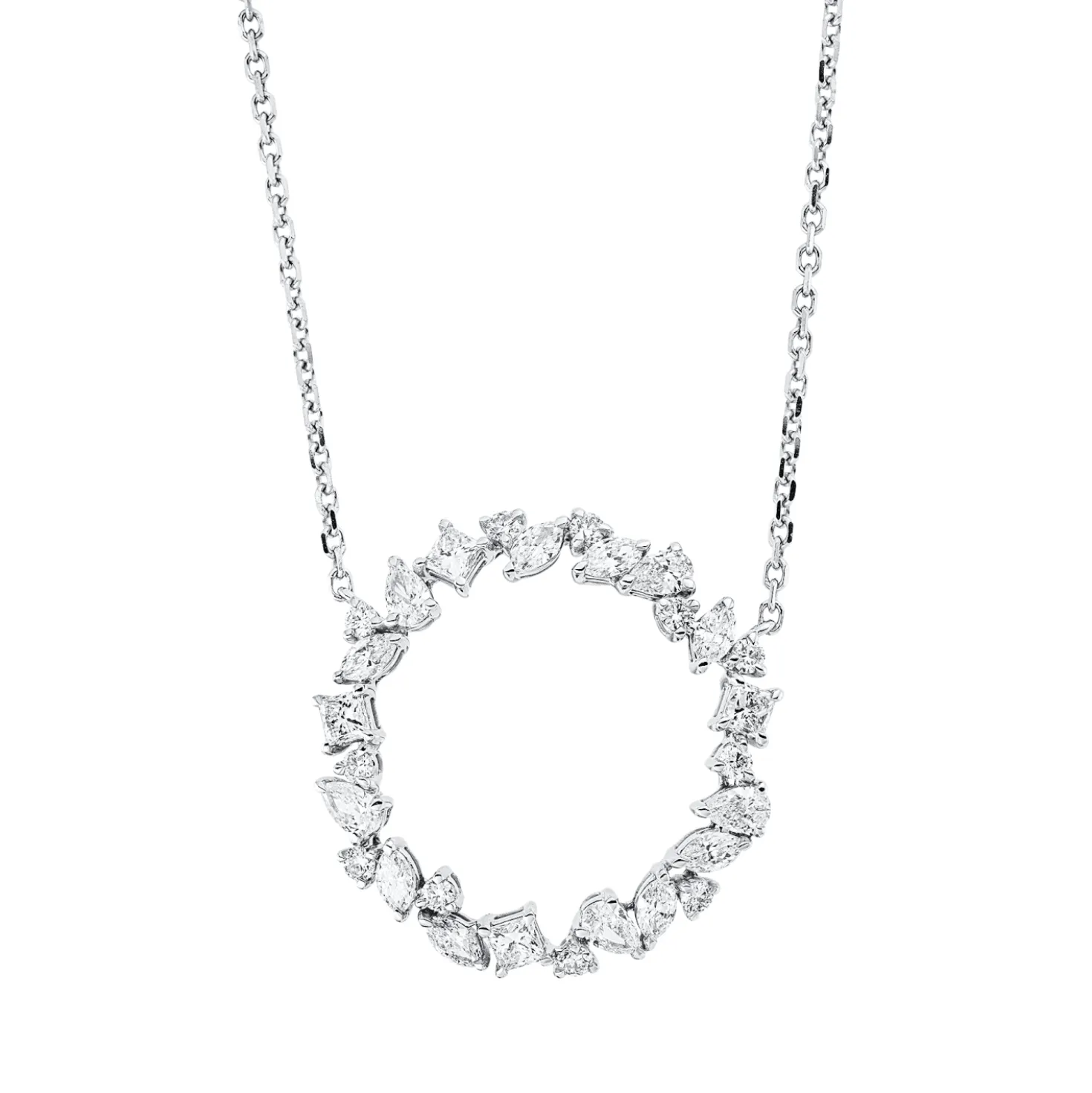 Collier aus 750 Gold Weißgold 28 Diamanten 1,38ct TW-SI L:45cm