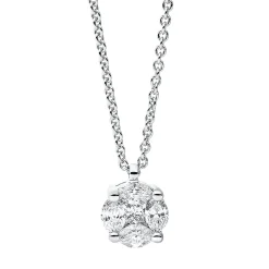 Collier aus 750 Gold Weißgold 5 Diamanten 0,23ct TW-SI L:45cm