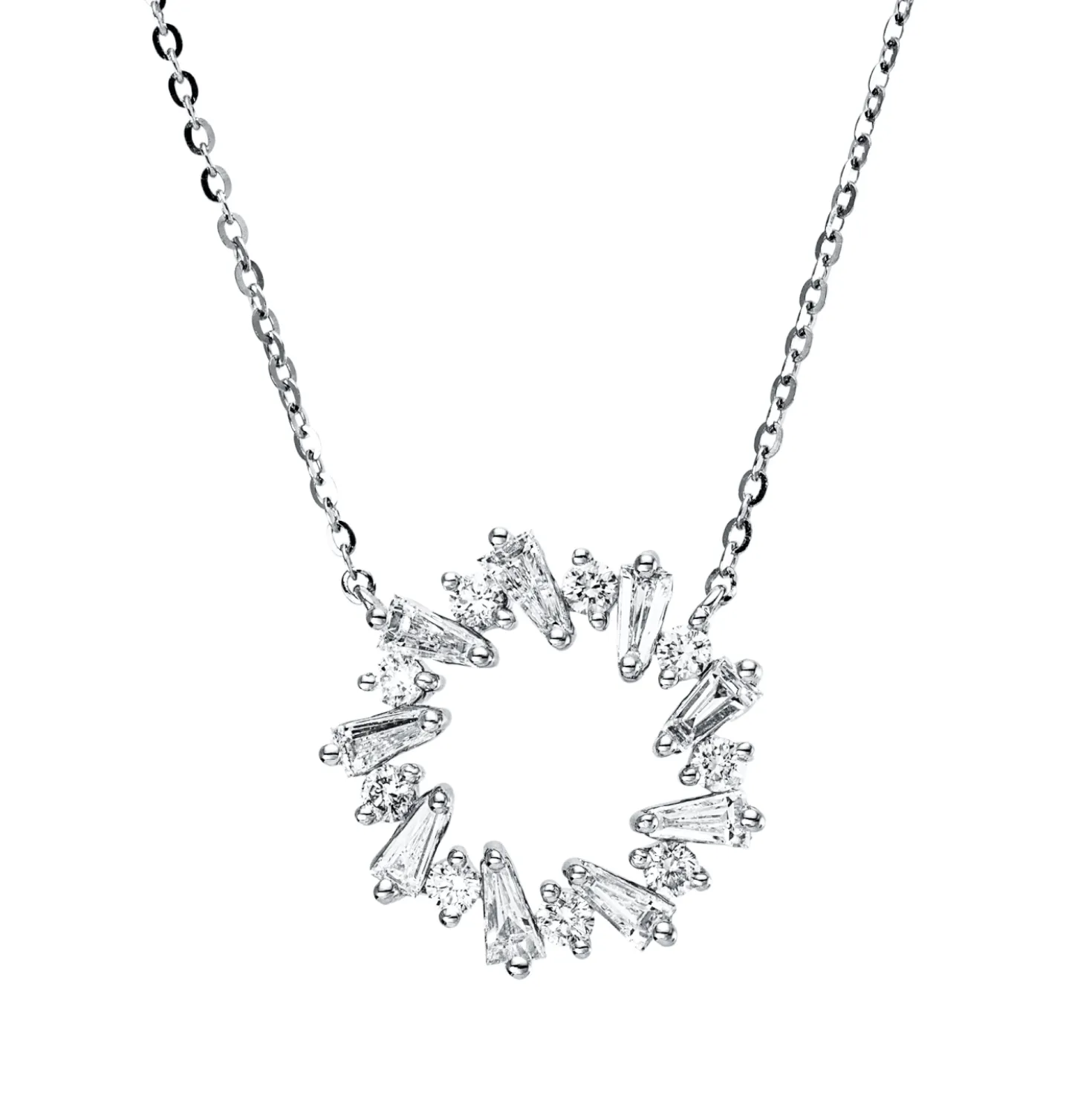 Collier aus 750 Gold Weißgold 18 Diamanten 0,42ct TW-SI L:45cm