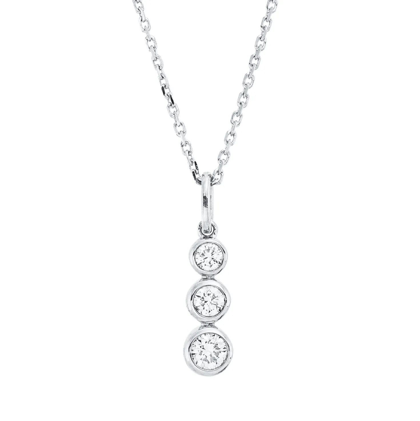 Collier aus 750 Gold Weißgold 3 Diamanten 0,16ct TW-SI L:45cm