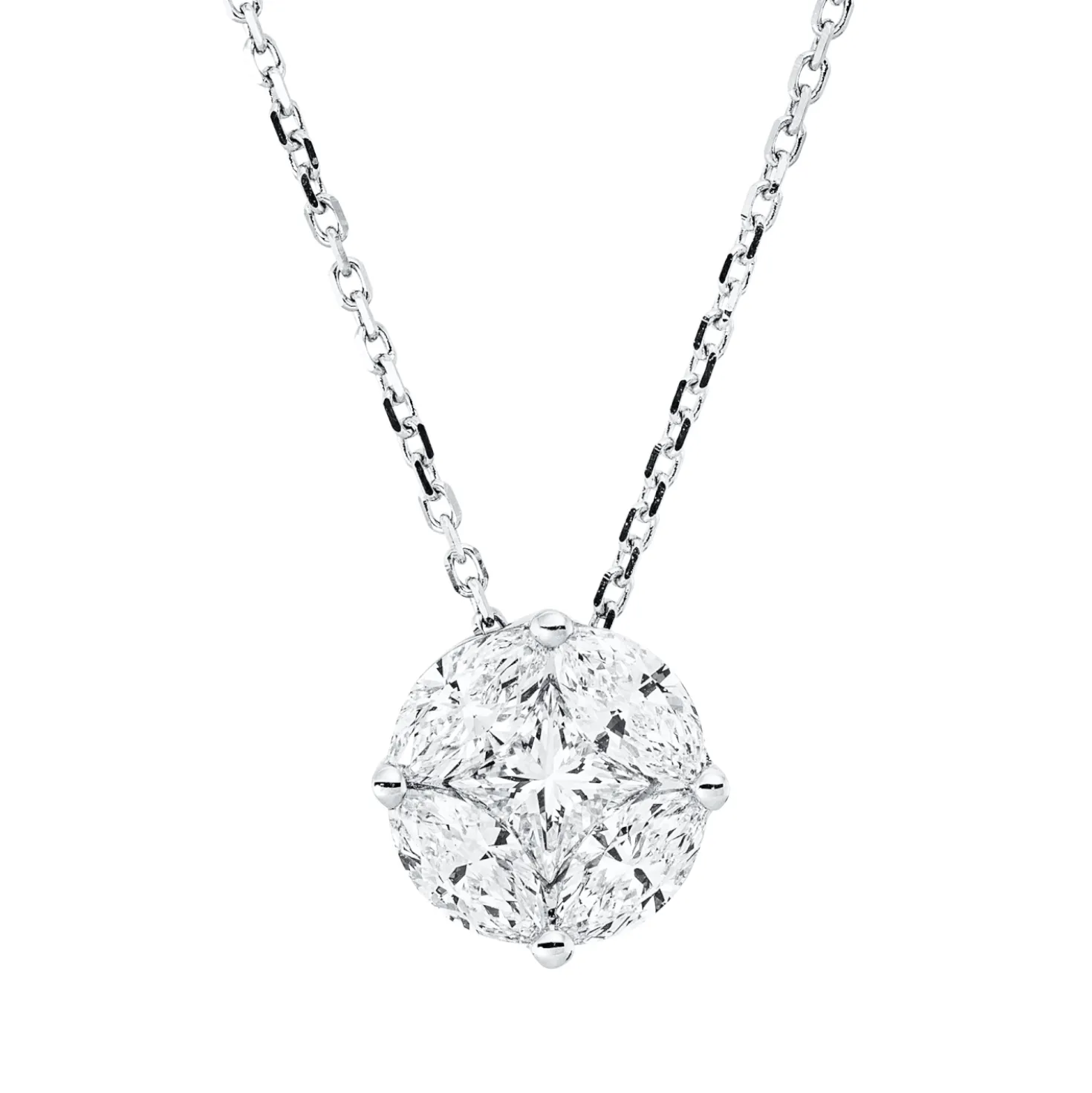 Collier aus 750 Gold Weißgold 5 Diamanten 0,86ct TW-SI L:45cm