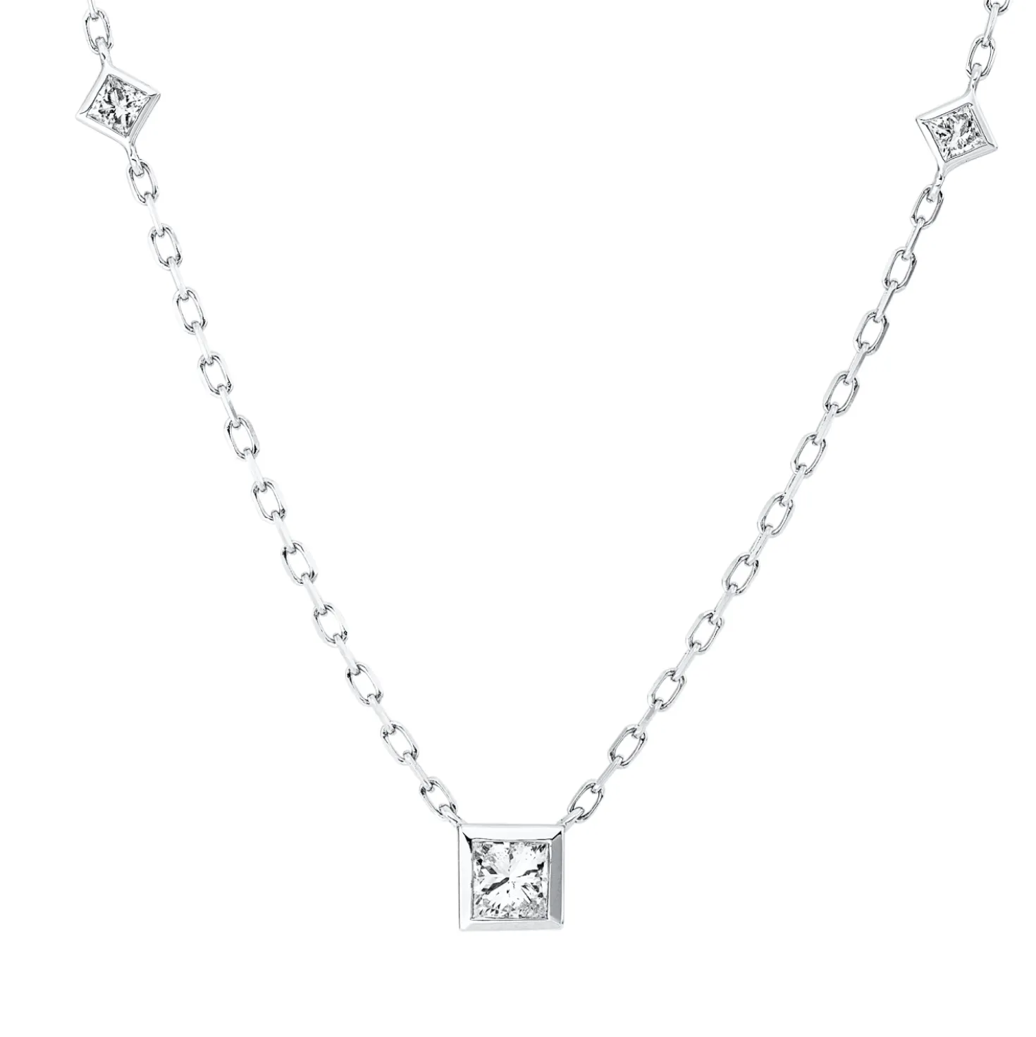 Collier aus 750 Gold Weißgold 3 Diamanten 0,25ct TW-SI L:45,7cm