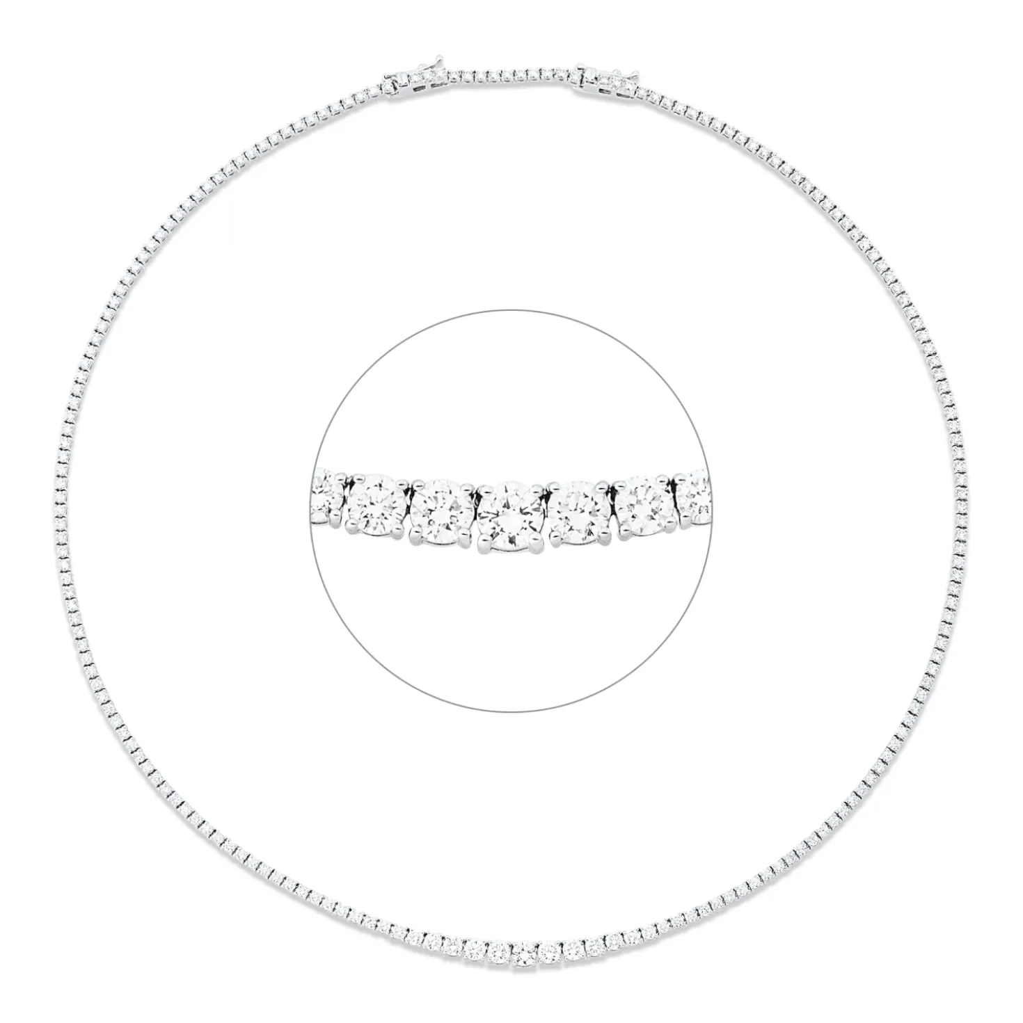 Collier aus 750 Gold Weißgold 193 Diamanten 5,26ct TW-SI L:45cm