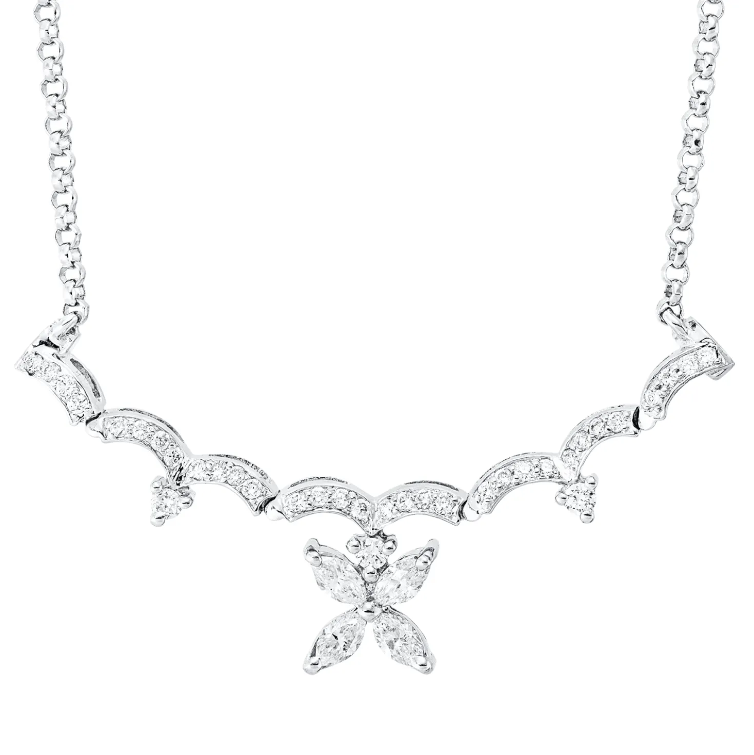 Collier aus 750 Gold Weißgold 39 Diamanten 0,6ct TW-SI L:44,5cm