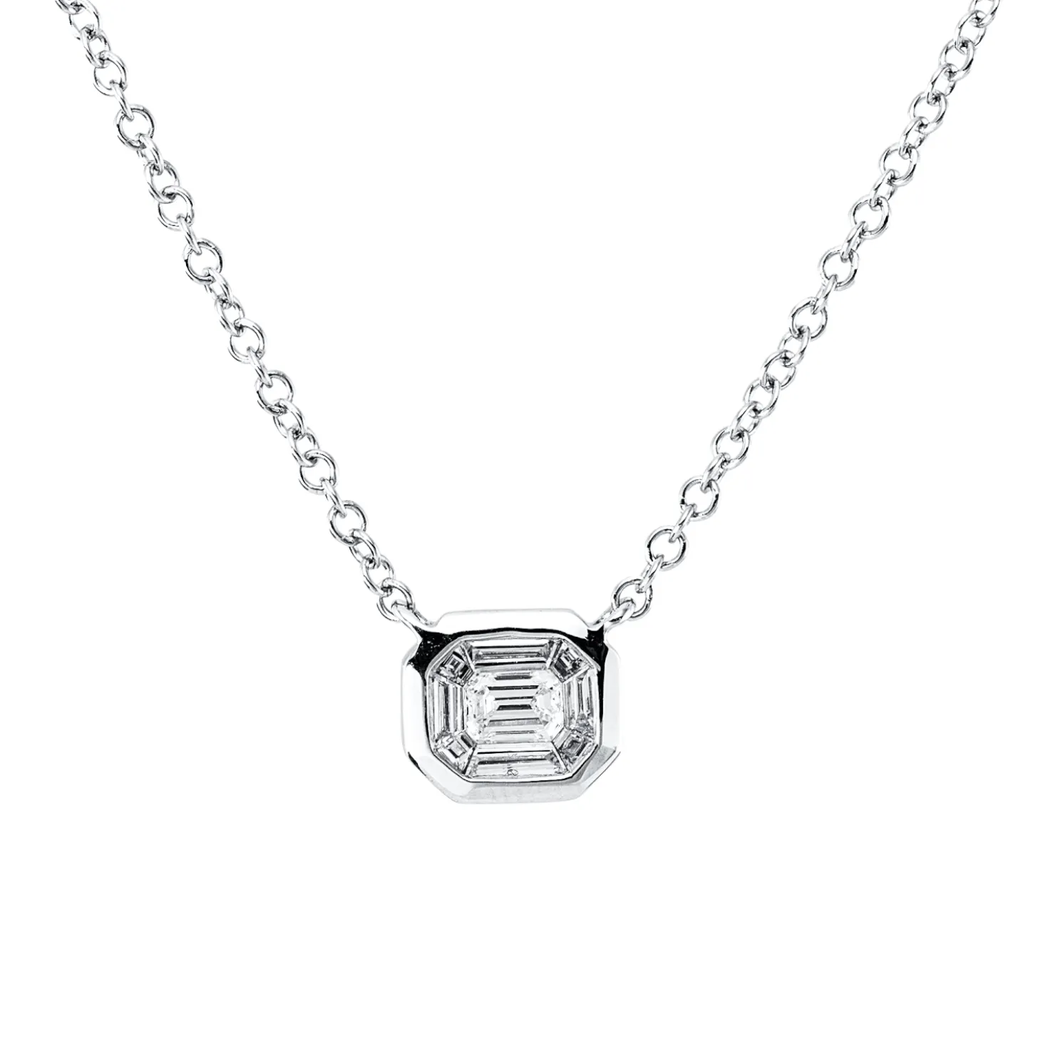 Collier aus 750 Gold Weißgold 9 Diamanten 0,36ct TW-SI L:43,2cm