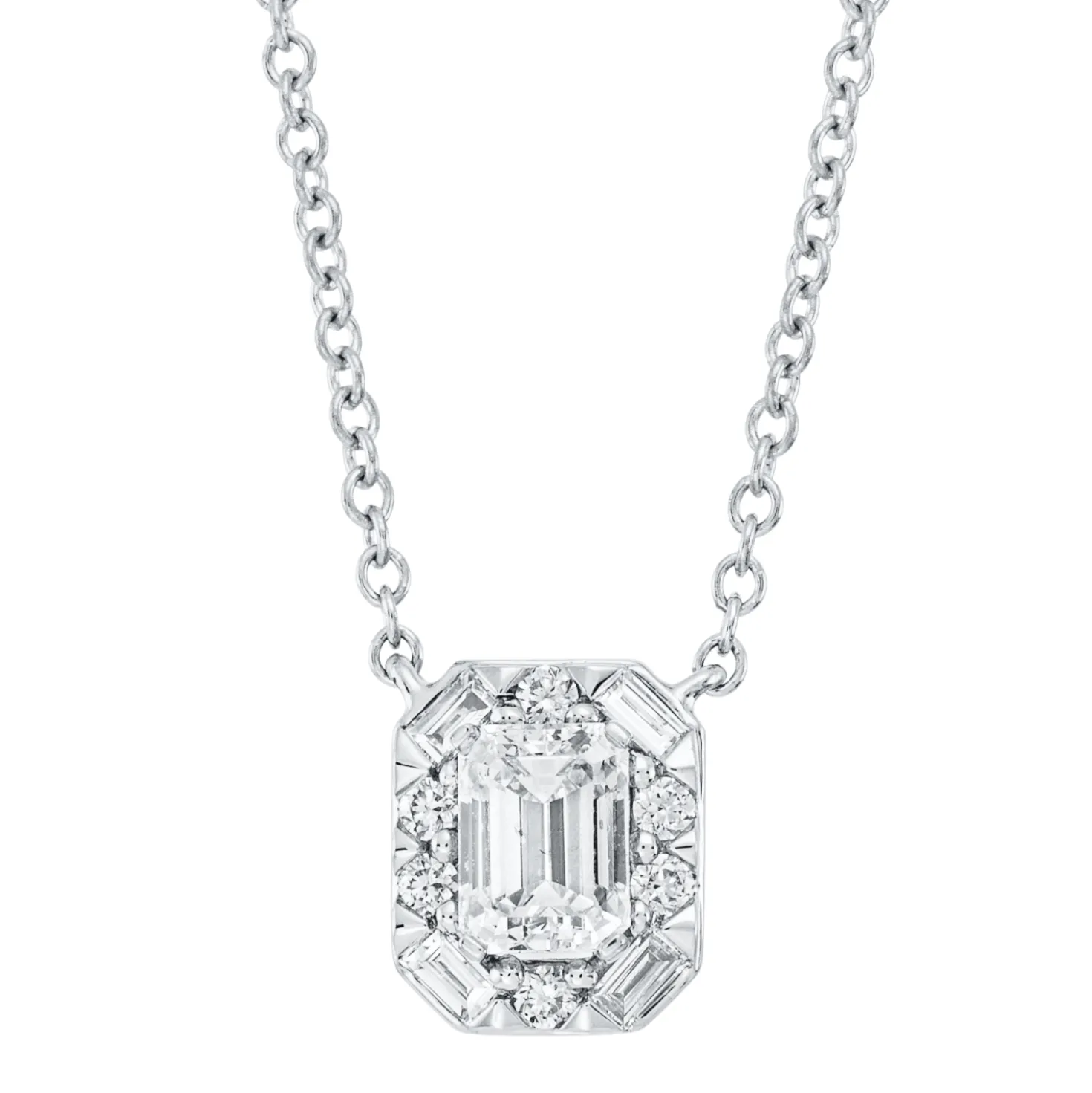 Collier aus 750 Gold Weißgold 11 Diamanten 0,54ct TW-SI L:45,7cm