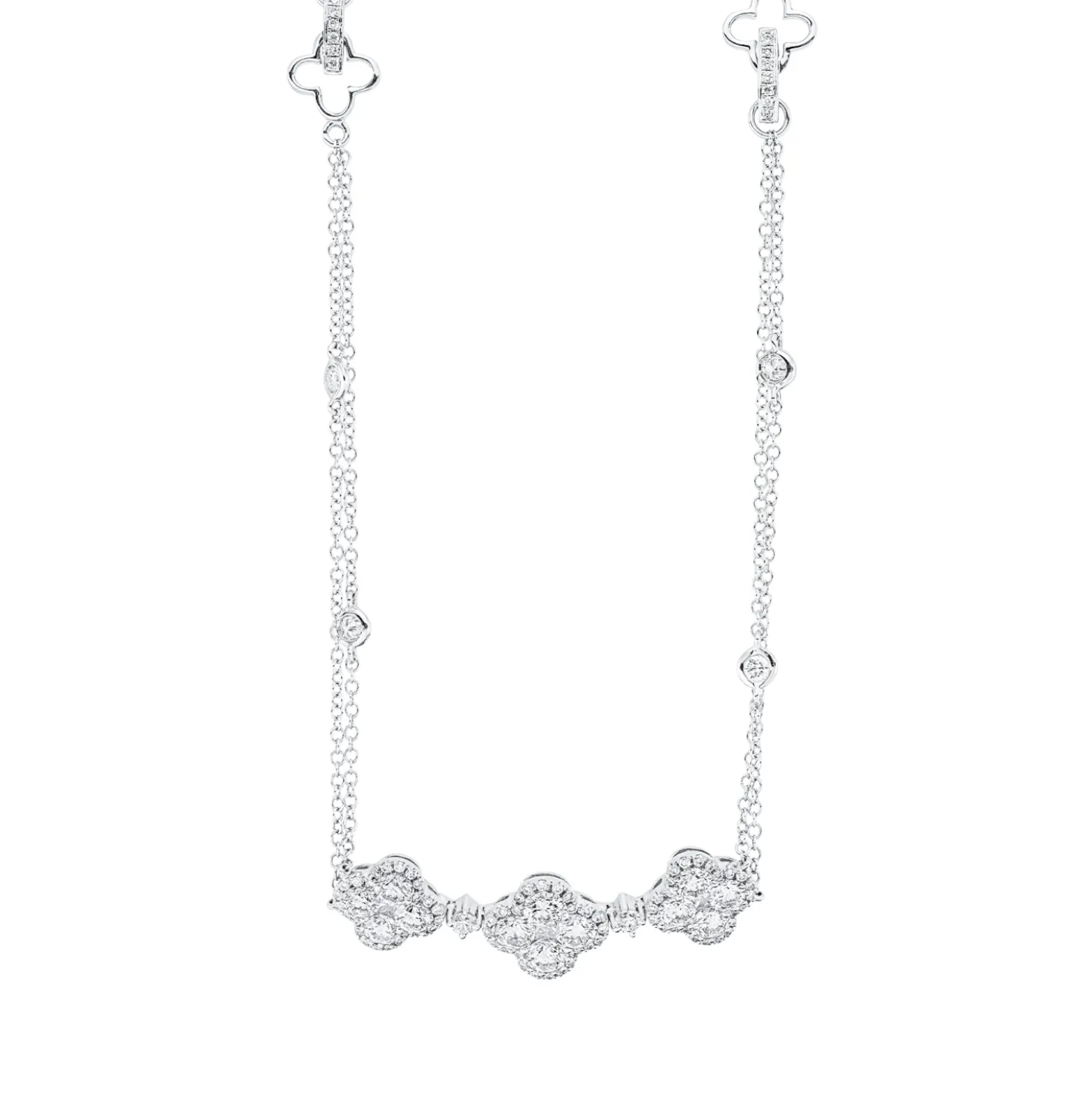 Collier aus 750 Gold Weißgold 107 Diamanten 2,46ct TW-SI L:40,6cm