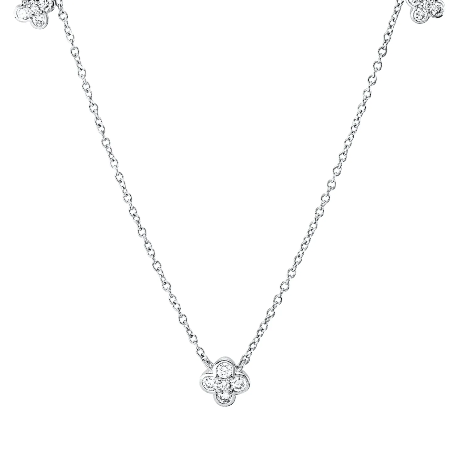 Collier aus 750 Gold Weißgold 15 Diamanten 0,34ct TW-SI L:45cm