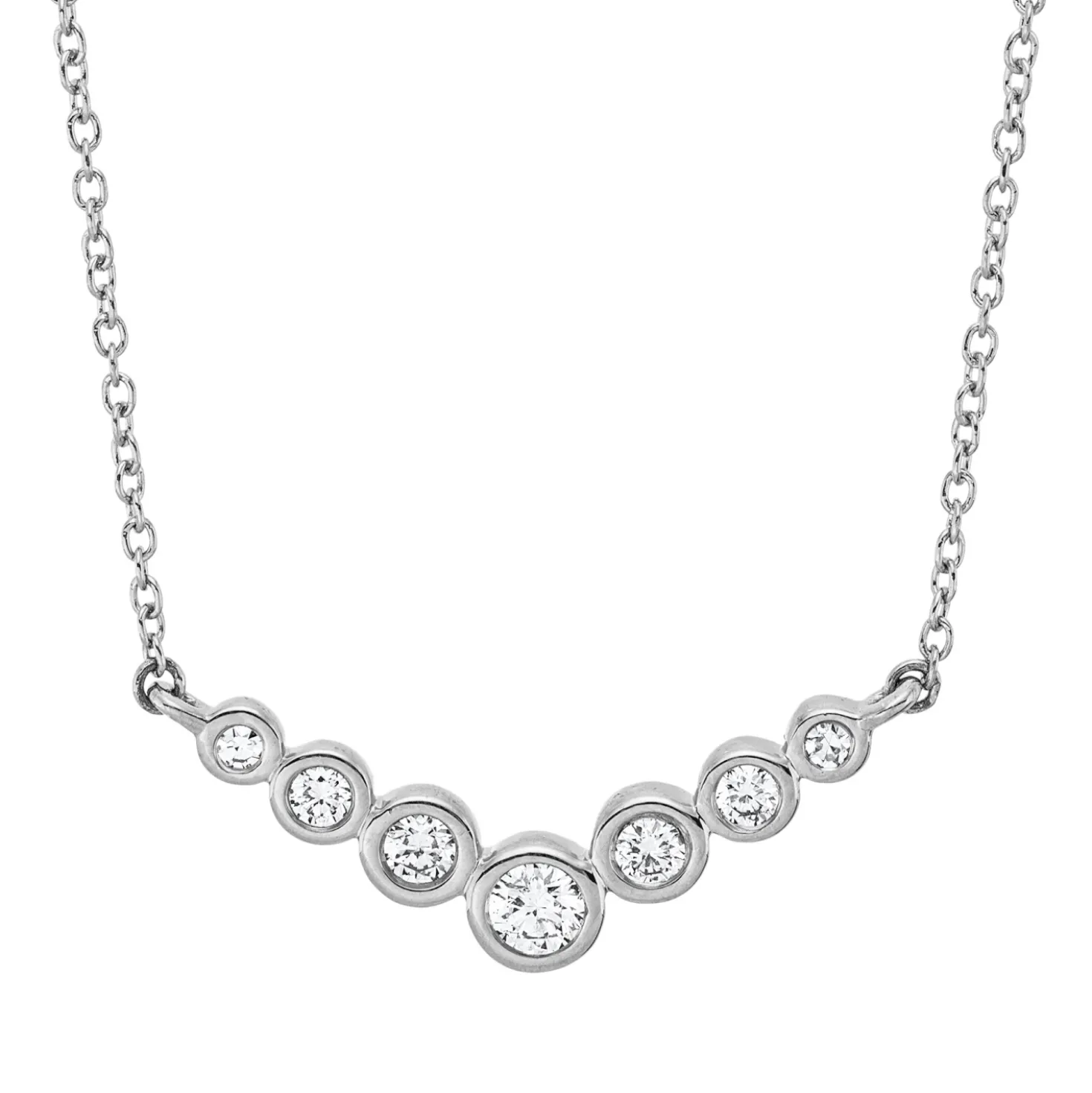 Collier aus 750 Gold Weißgold 7 Diamanten 0,19ct TW-SI L:42cm