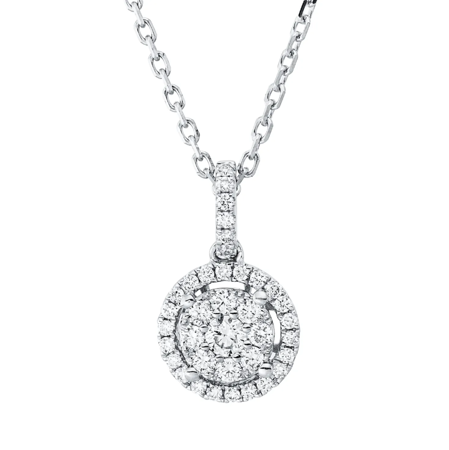 Collier aus 750 Gold Weißgold 37 Diamanten 0,41ct TW-SI L:45,7cm