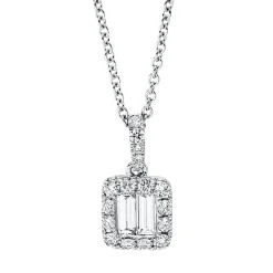 Collier aus 750 Gold Weißgold 19 Diamanten 0,49ct TW-SI L:45cm