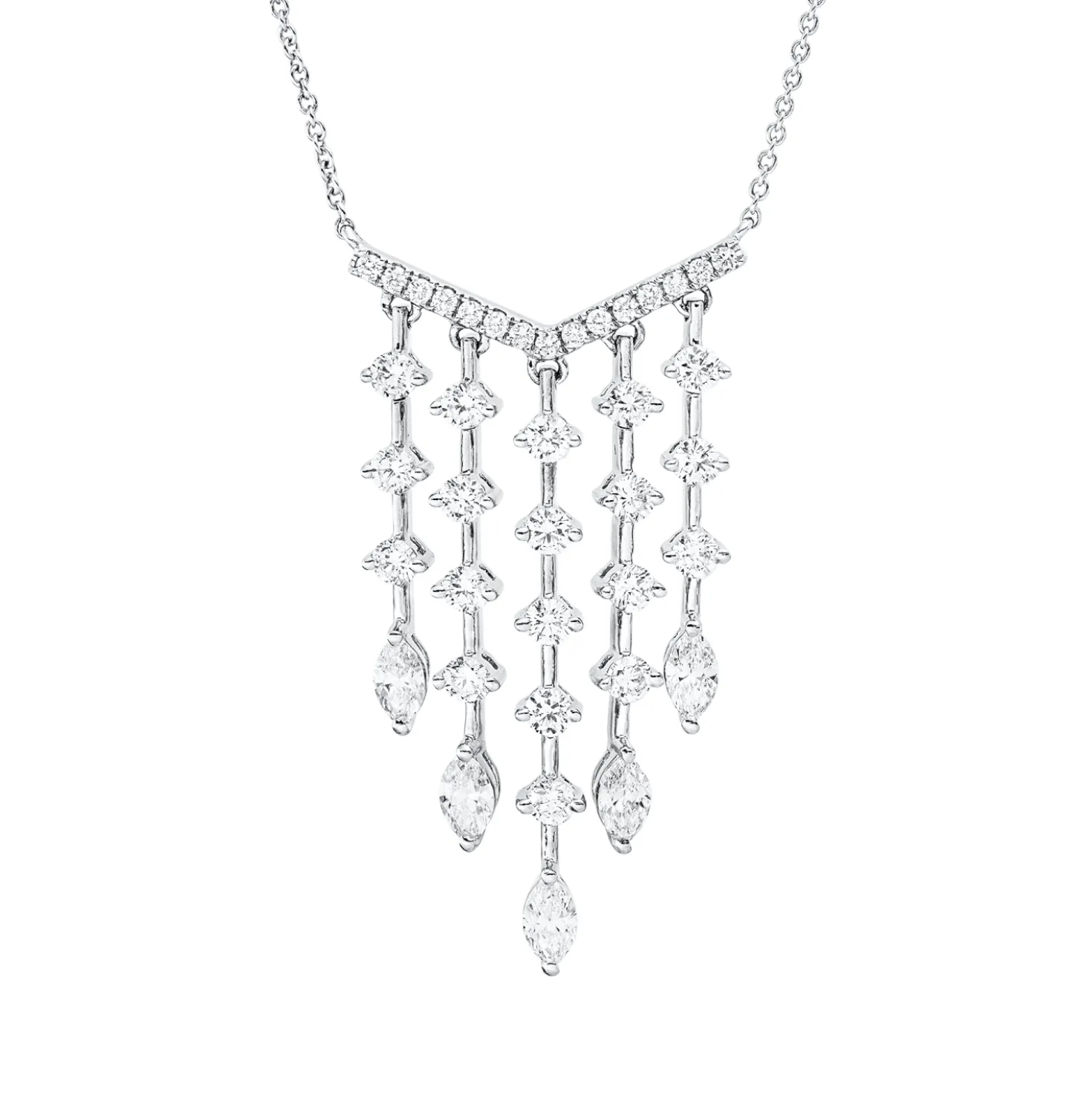 Collier aus 750 Gold Weißgold 39 Diamanten 1,4ct TW-SI L:45cm