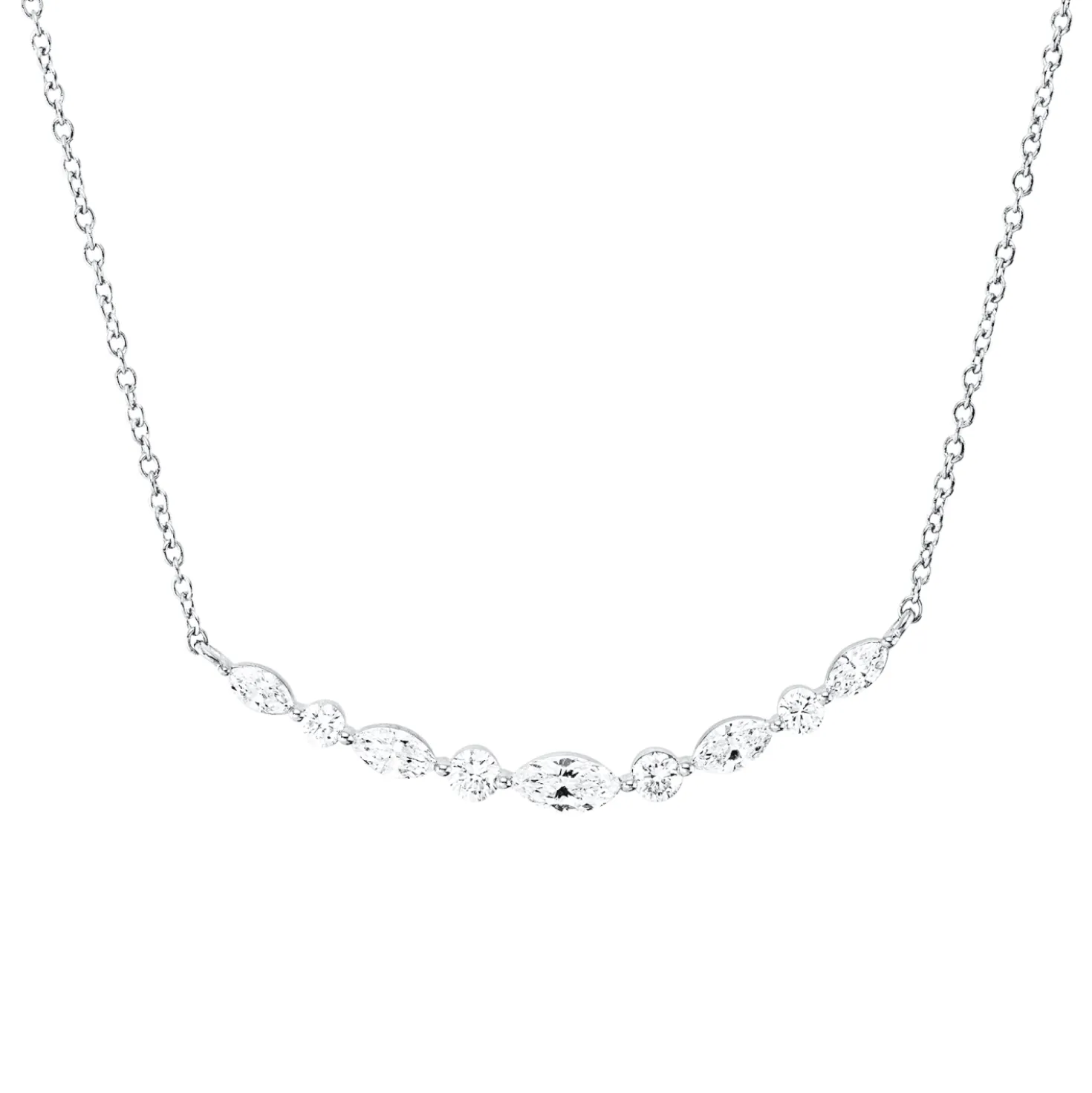 Collier aus 750 Gold Weißgold 9 Diamanten 0,43ct TW-SI L:45cm