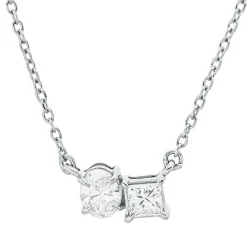 Collier aus 750 Gold Weißgold 2 Diamanten 0,29ct TW-SI L:45cm