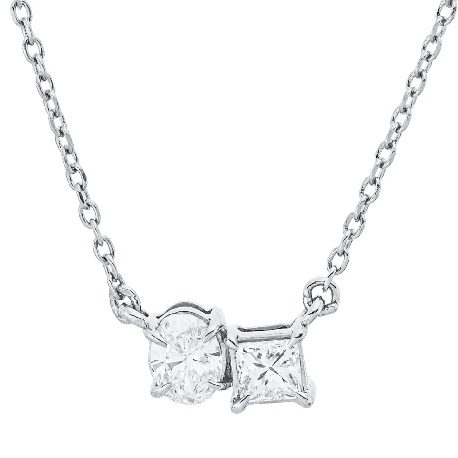 Collier aus 750 Gold Weißgold 2 Diamanten 0,29ct TW-SI L:45cm
