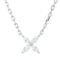 Collier aus 750 Gold Weißgold 5 Diamanten 0,23ct TW-SI L:45,7cm