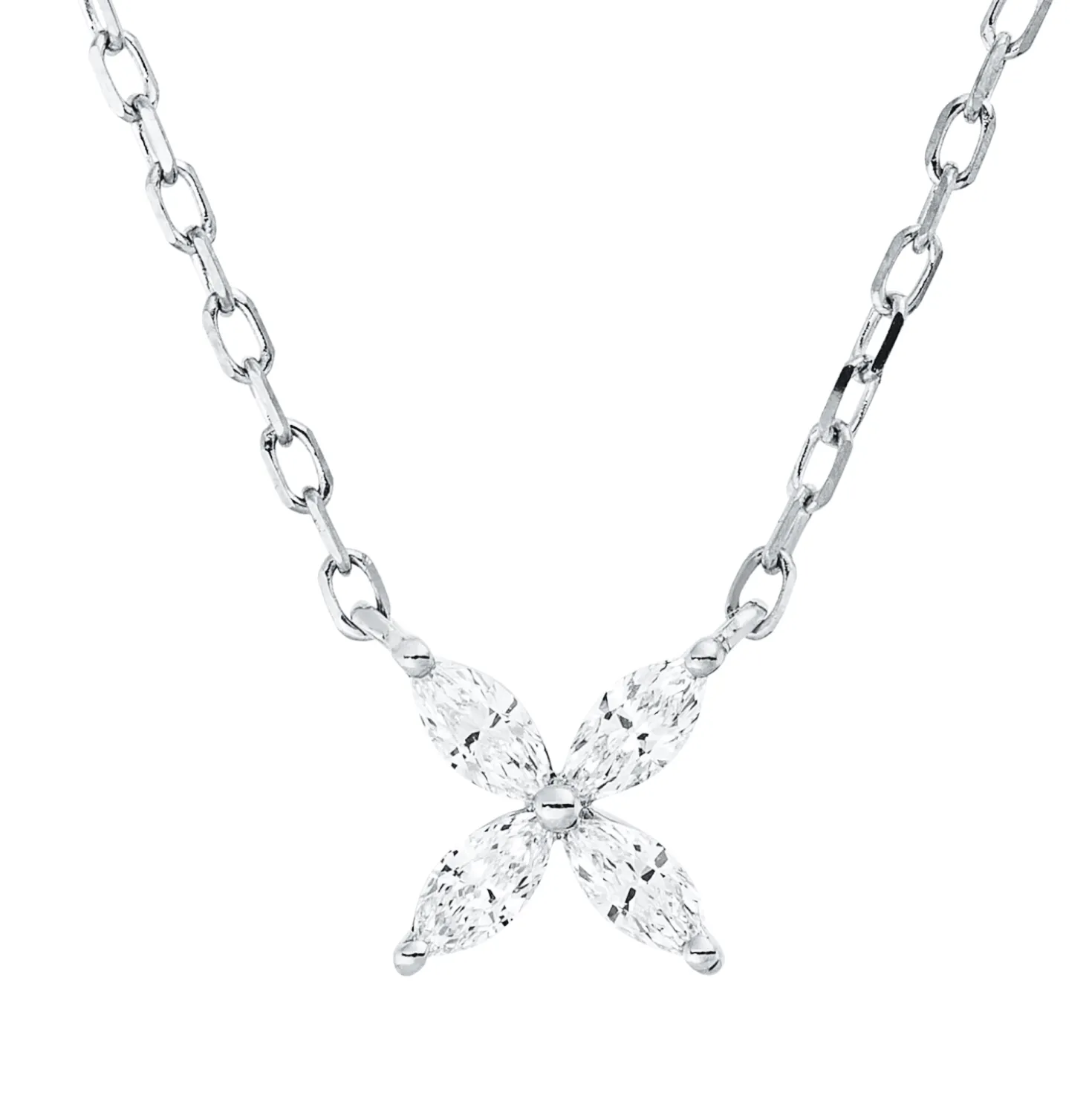 Collier aus 750 Gold Weißgold 5 Diamanten 0,23ct TW-SI L:45,7cm