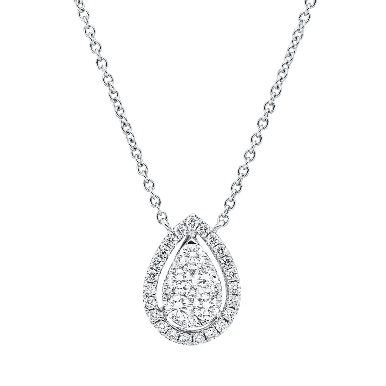 Collier aus 750 Gold Weißgold 35 Diamanten 0,49ct TW-SI L:45,7cm