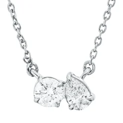 Collier aus 750 Gold Weißgold 2 Diamanten 0,31ct TW-SI L:45cm