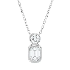 Collier aus 750 Gold Weißgold 2 Diamanten 0,48ct TW-SI L:45cm Zarge
