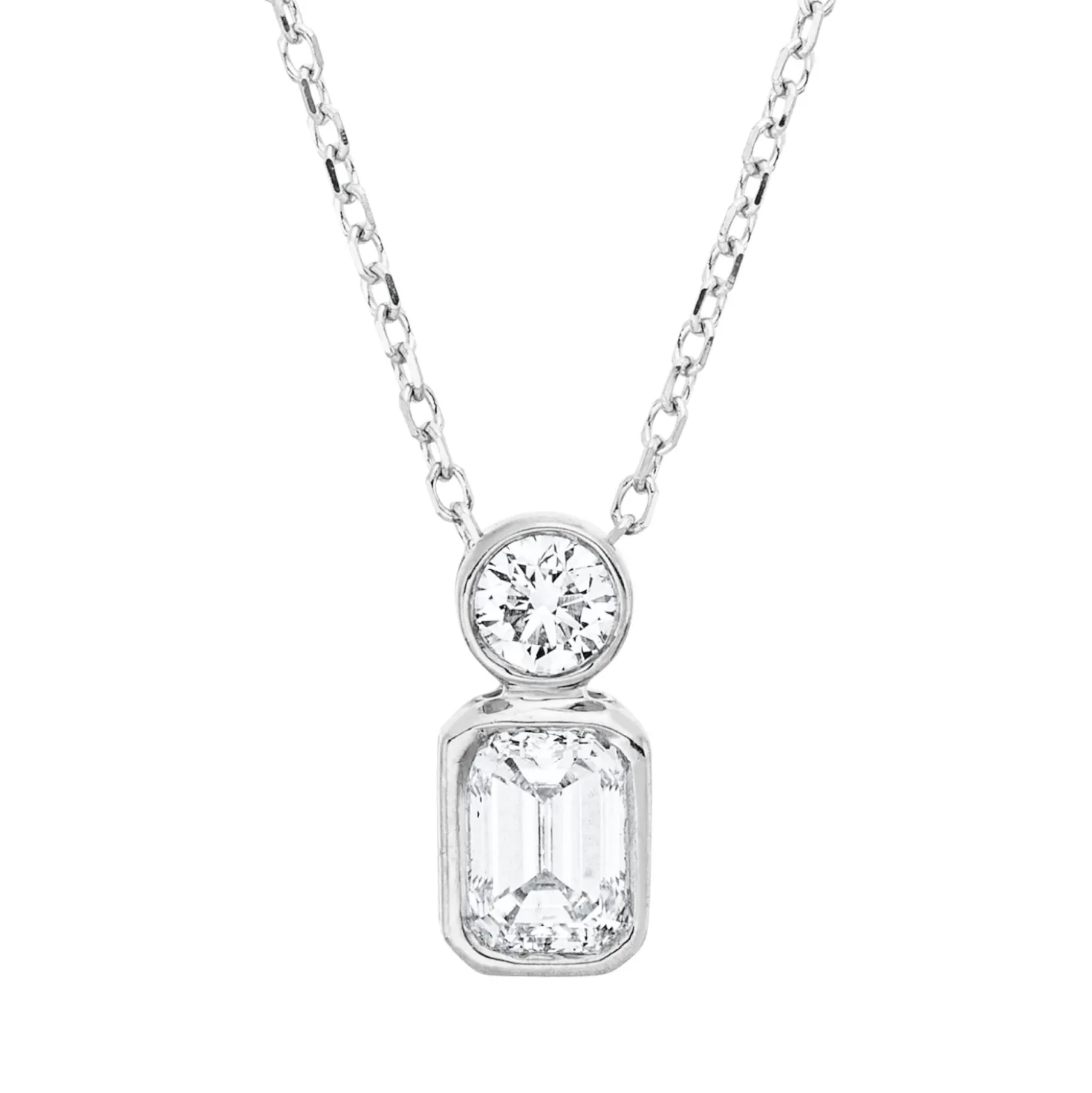 Collier aus 750 Gold Weißgold 2 Diamanten 0,48ct TW-SI L:45cm Zarge