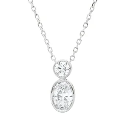 Collier aus 750 Gold Weißgold 2 Diamanten 0,49ct TW-SI L:45cm Zarge