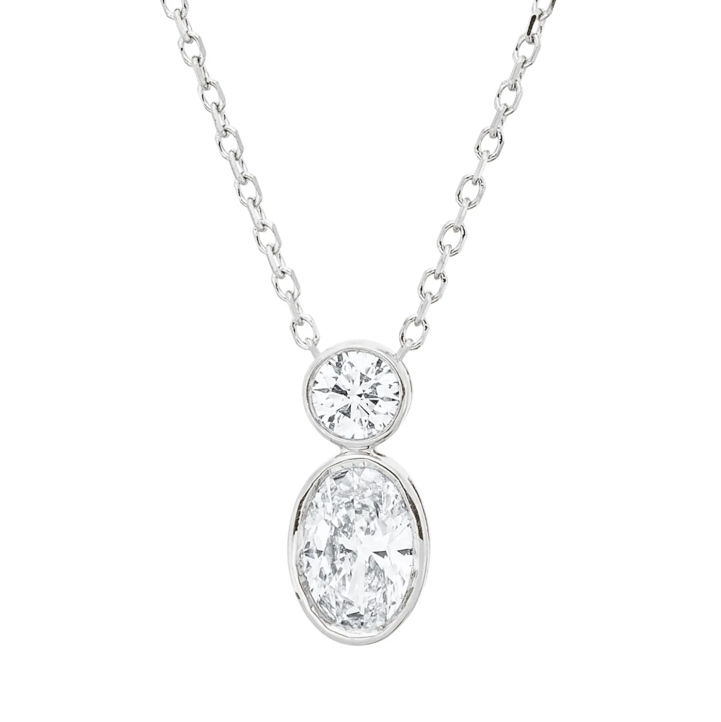 Collier aus 750 Gold Weißgold 2 Diamanten 0,49ct TW-SI L:45cm Zarge