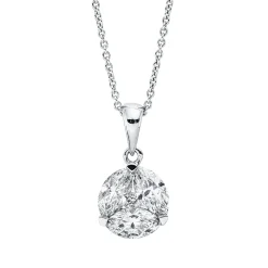 Collier aus 750 Gold Weißgold 4 Diamanten 0,73ct TW-SI/PI L:43cm