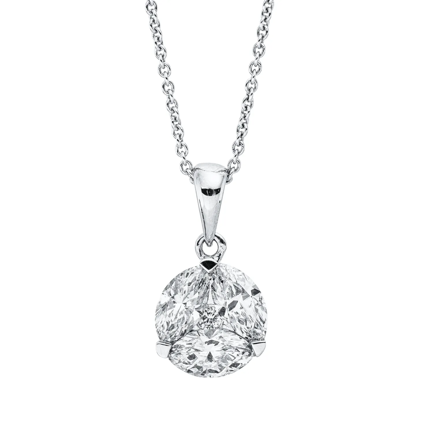Collier aus 750 Gold Weißgold 4 Diamanten 0,73ct TW-SI/PI L:43cm