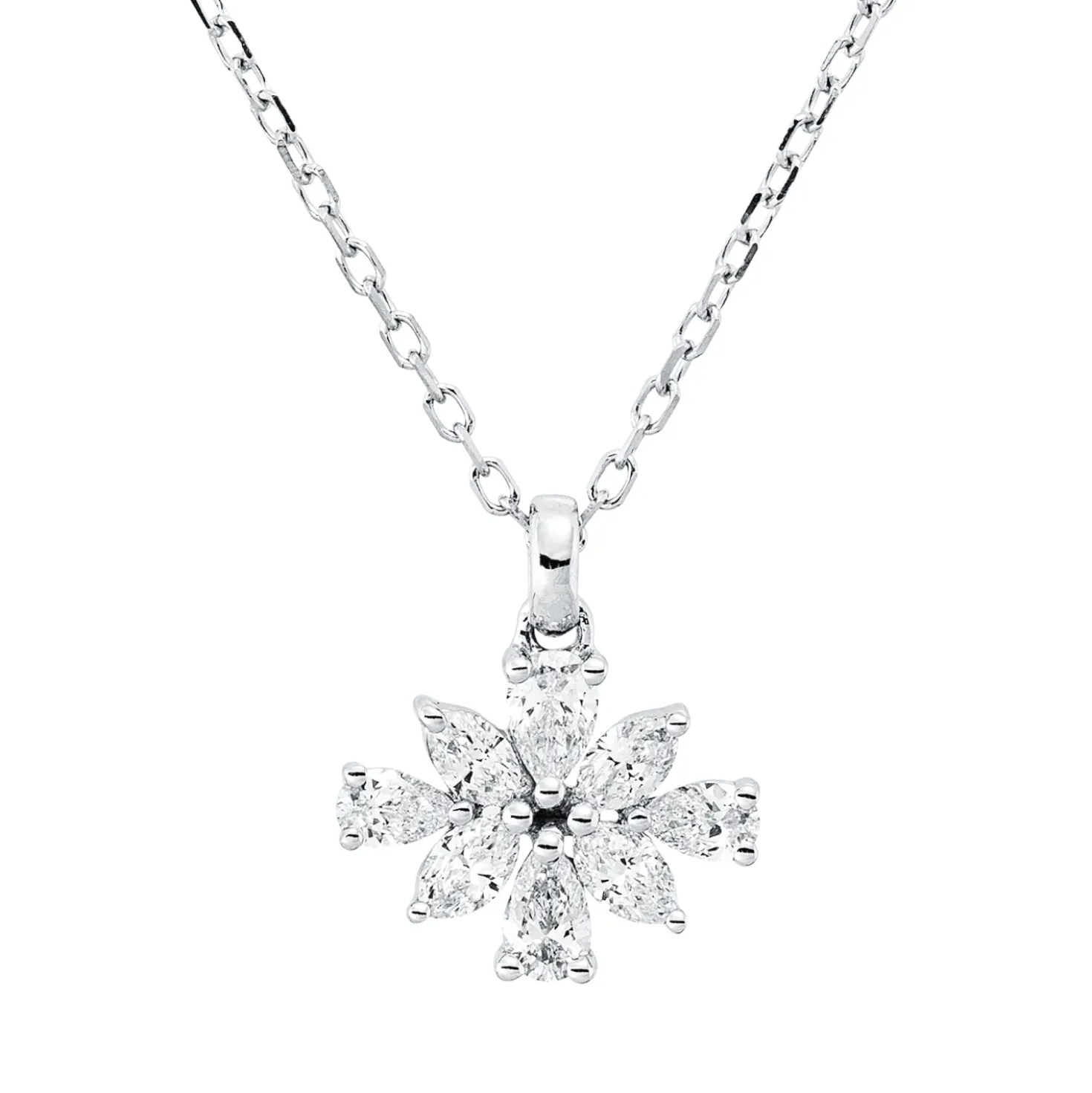 Collier aus 750 Gold Weißgold 8 Diamanten 0,34ct TW-VSI L:45cm