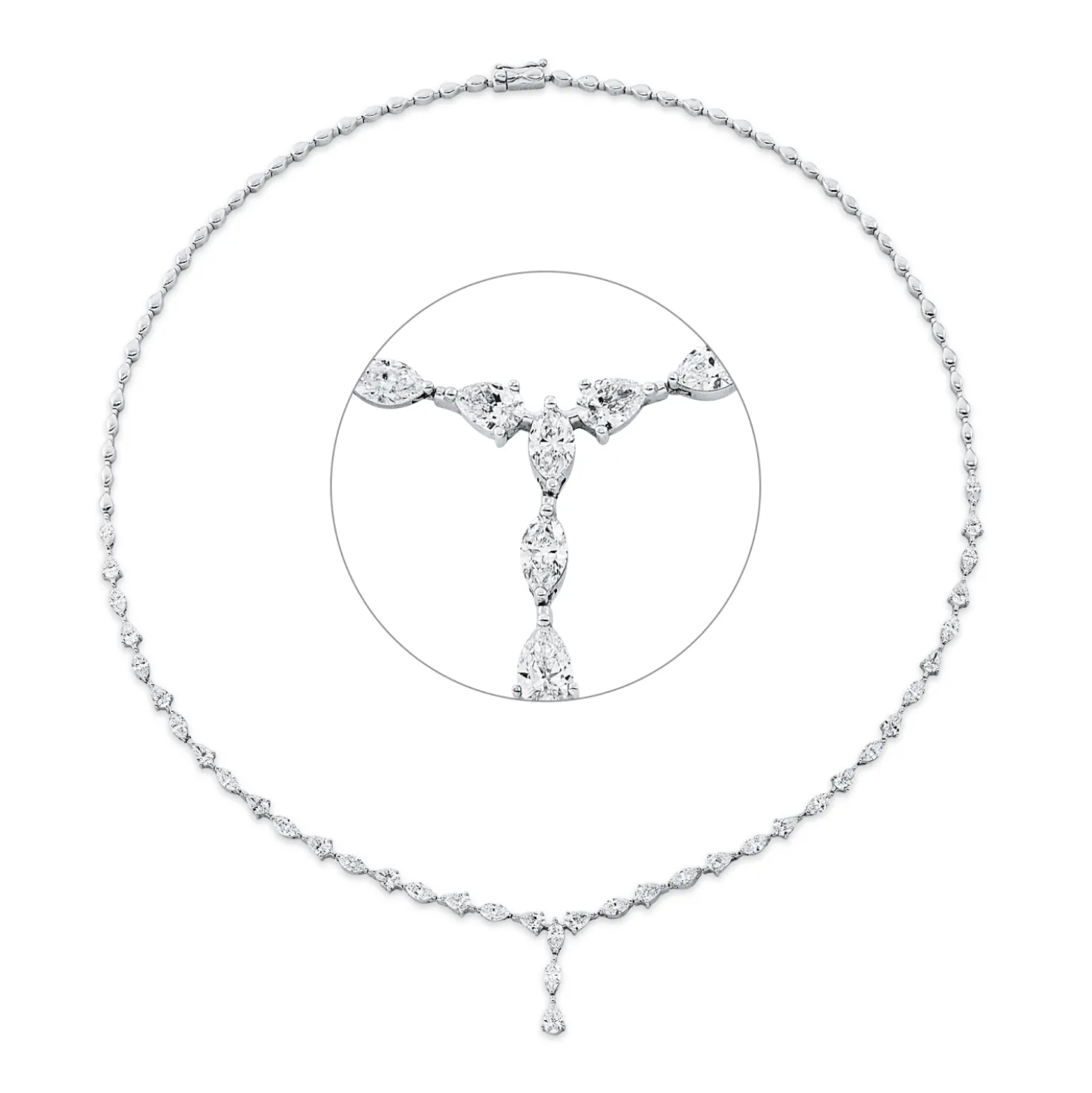 Collier aus 585 Gold Weißgold 39 Diamanten 5,53ct TW-VSI L:45,7cm