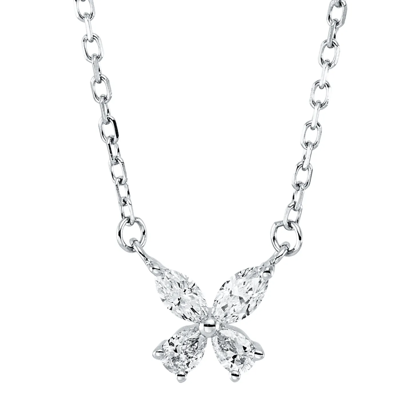 Collier aus 750 Gold Weißgold 4 Diamanten 0,16ct TW-VSI L:45,7cm