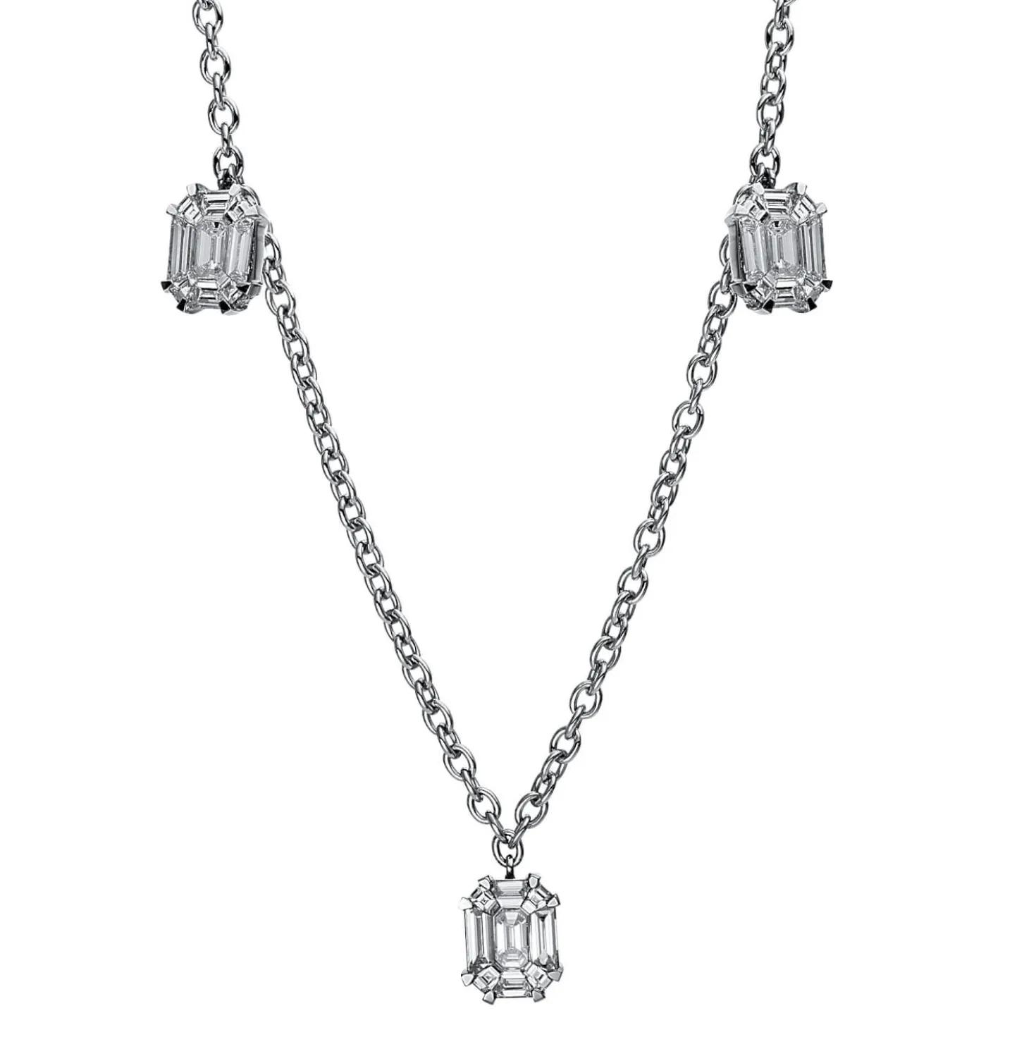 Collier aus 750 Gold Weißgold 45 Diamanten 2,23ct TW-VSI/SI L:40,6cm