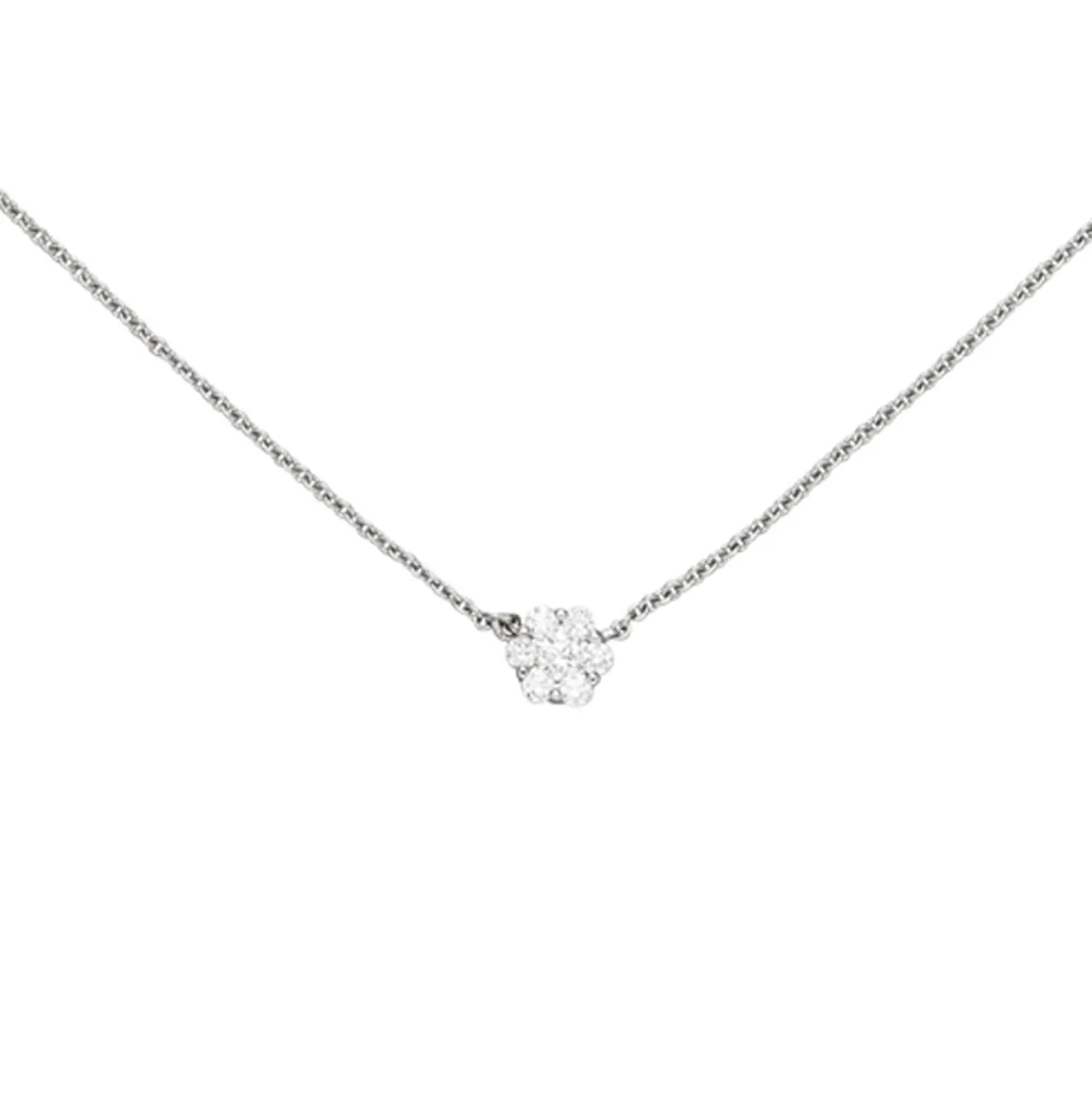Collier aus 585 Gold Weißgold mit 7 Diamanten Brillanten 0,14 Ct W-si 42-45cm