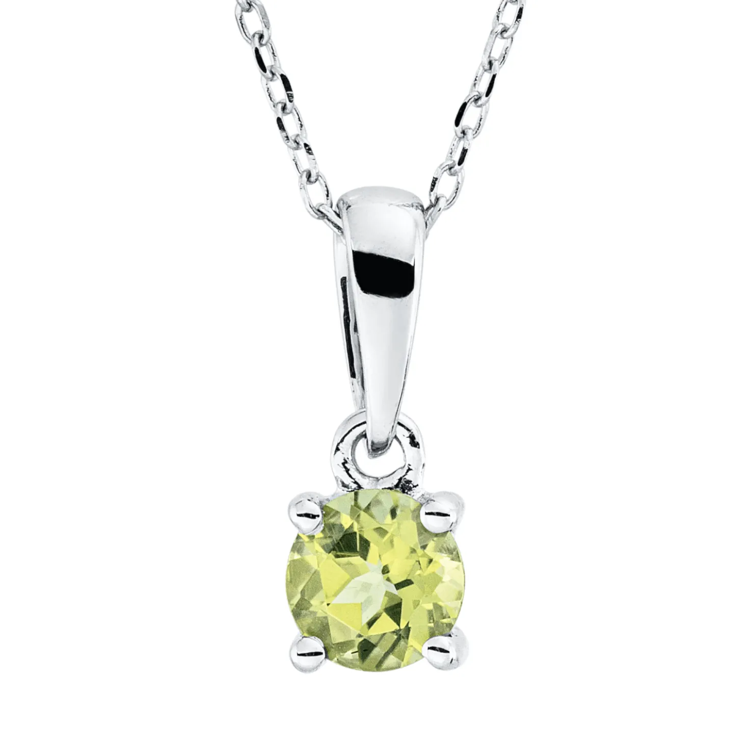 Collier aus 750 Gold Weißgold Peridot 0,29ct grün L:45cm 4er-Krappe