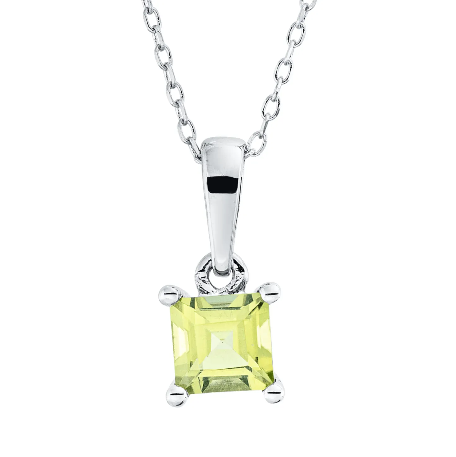 Collier aus 750 Gold Weißgold Peridot 0,37ct grün L:45cm 4er-Krappe