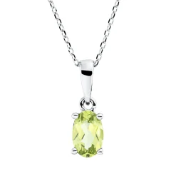 Collier aus 750 Gold Weißgold Peridot 0,48ct grün L:45cm 4er-Krappe