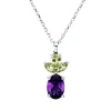 Collier aus 750 Gold Weißgold 4 Peridote 1,08ct L:45cm