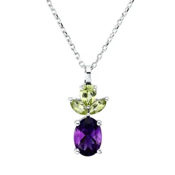Collier aus 750 Gold Weißgold 4 Peridote 1,08ct L:45cm