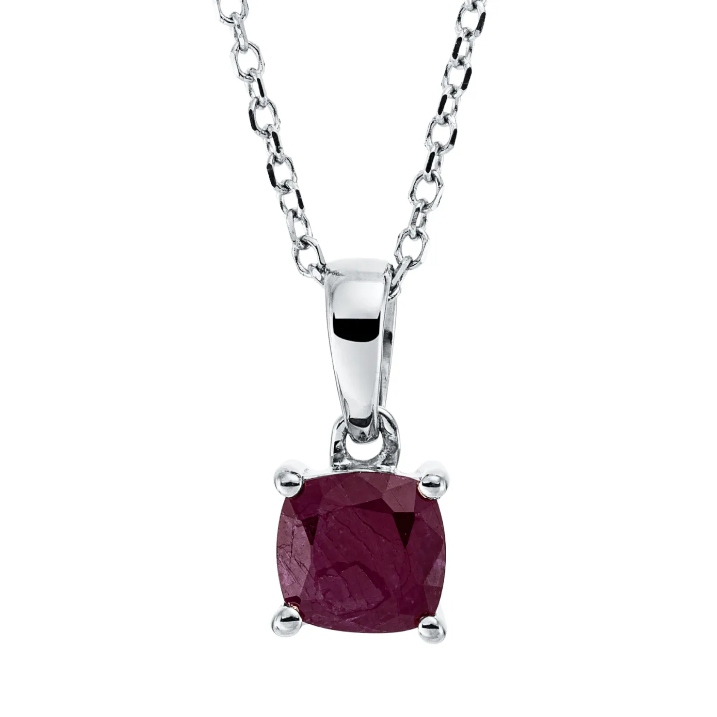 Collier aus 750 Gold Weißgold Rubin 0,59ct rot L:45cm