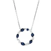 Collier aus 750 Gold Weißgold 6 Saphire 1,22ct blau mit Diamanten L:45cm