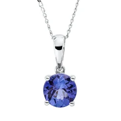 Collier aus 585 Gold Weißgold Tansanit 1,47ct blau L:45,7cm