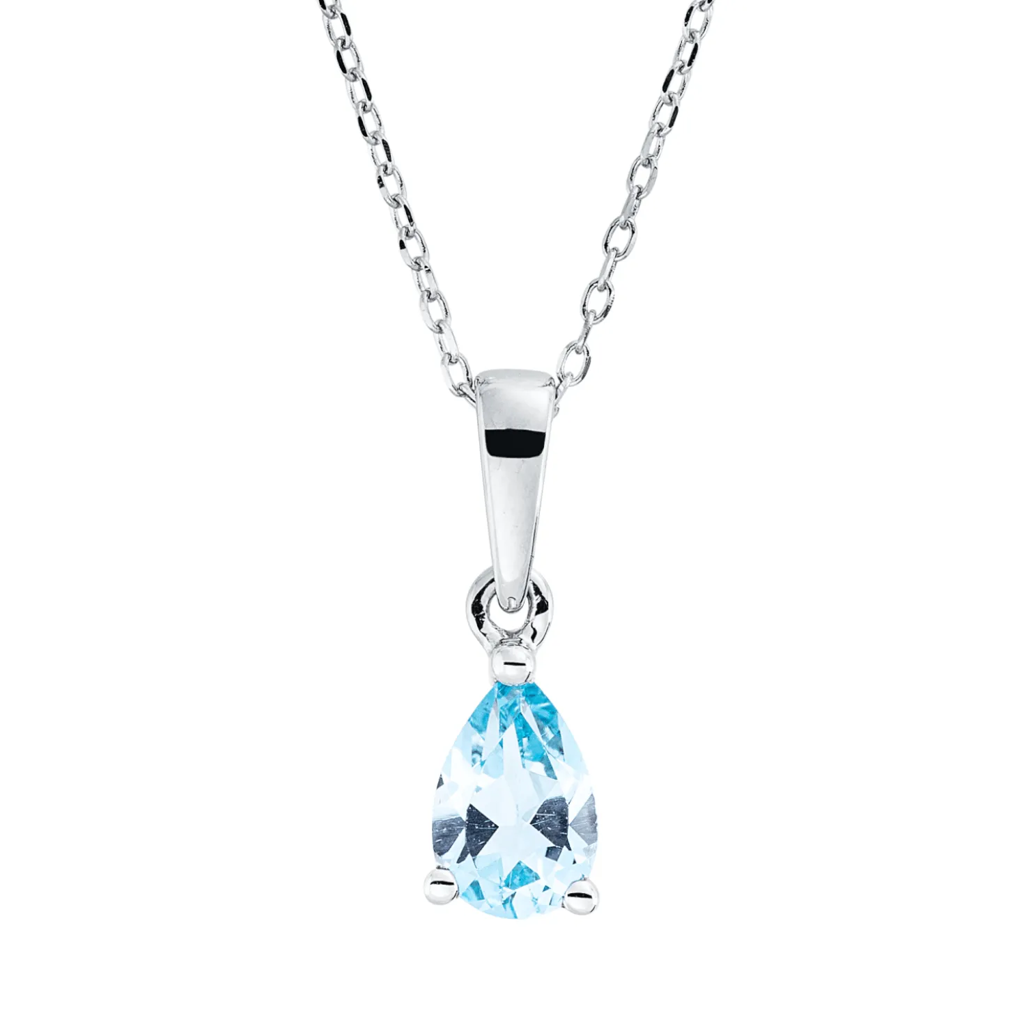 Collier aus 750 Gold Weißgold Topas 0,45ct skyblue L:45cm