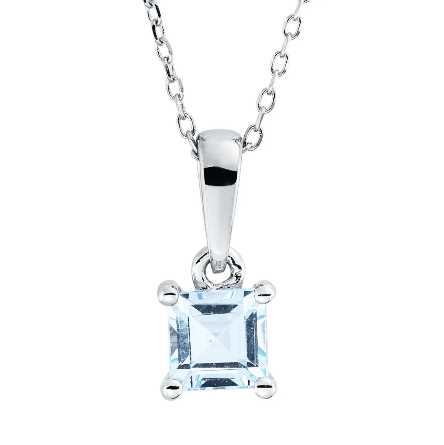 Collier aus 750 Gold Weißgold Topas 0,47ct skyblue L:45cm 4er-Krappe