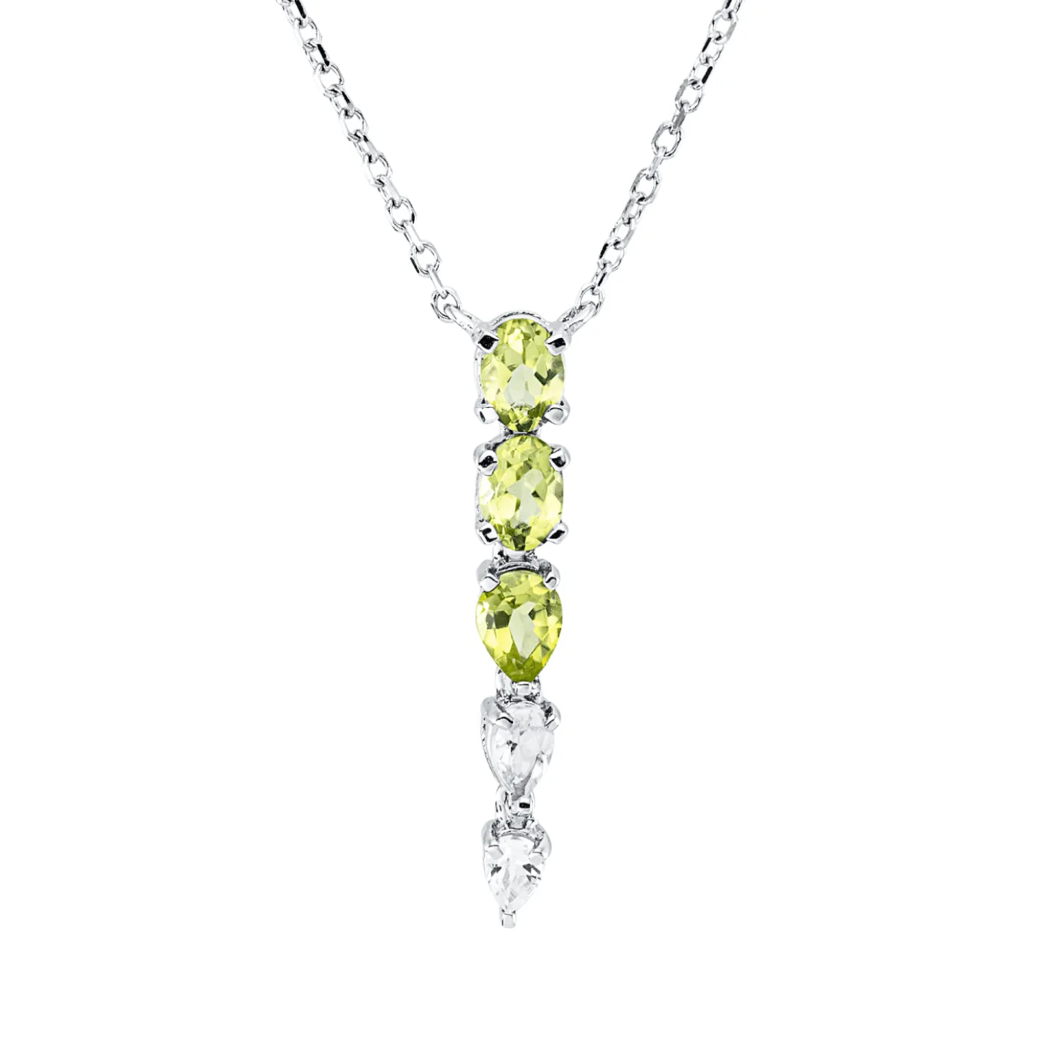 Collier aus 750 Gold Weißgold 5 Topase 0,71ct weiß L:45cm