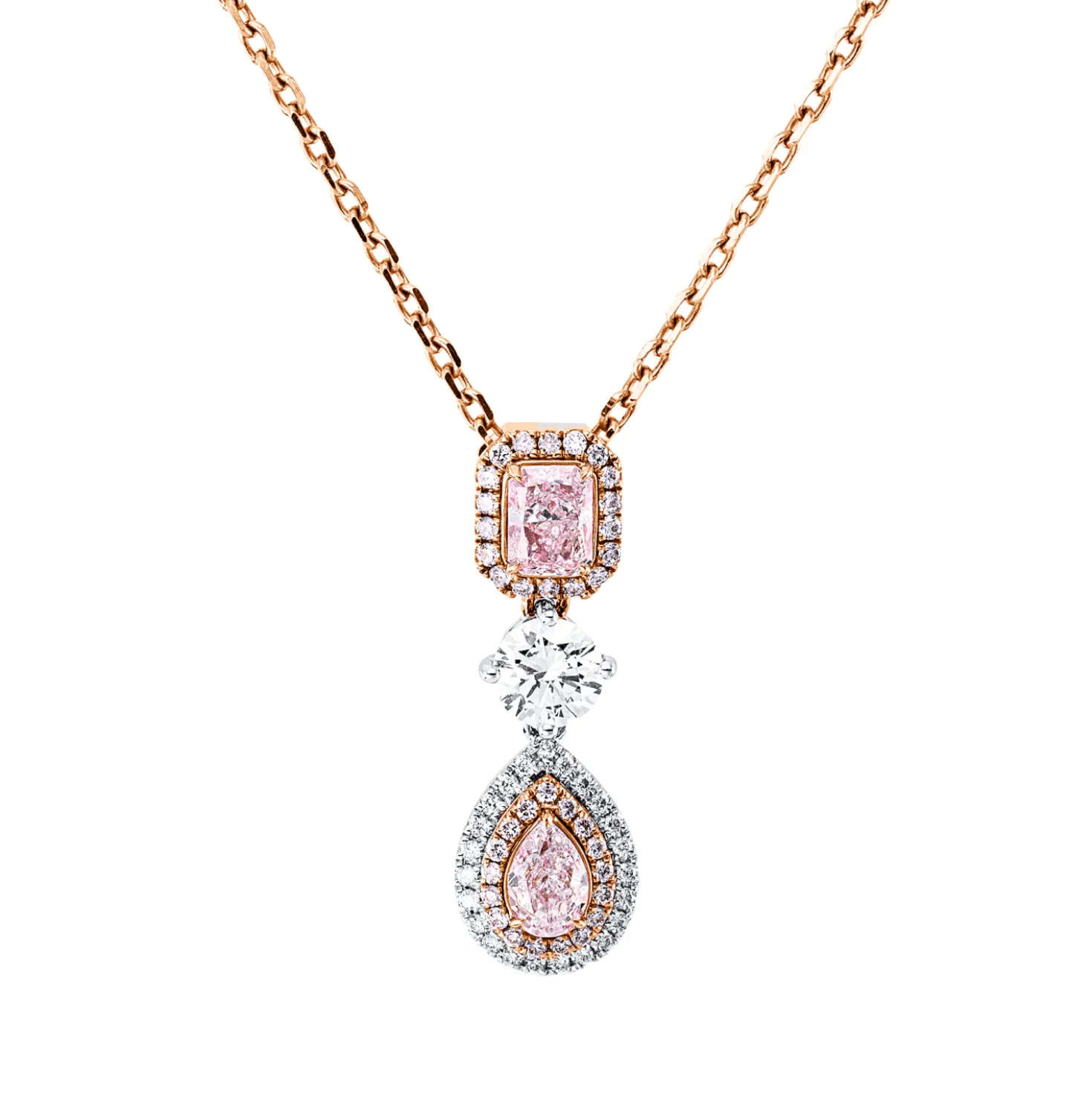 Collier aus 750 Gold weiß/rot 61 Diamanten 1,13ct L:45,7cm