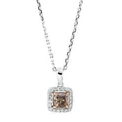 Collier aus 750 Gold weiß/rot 21 Diamanten 0,66ct L:42cm 4er-Krappe