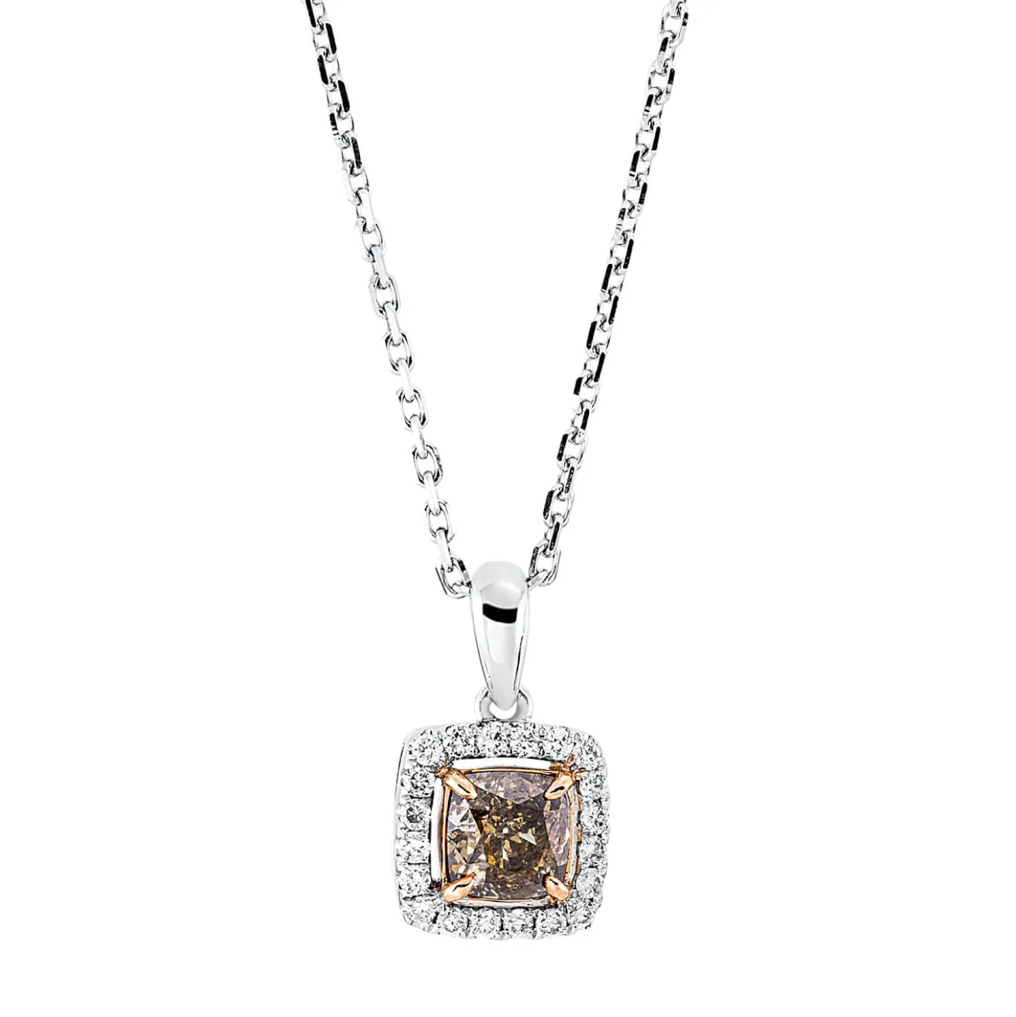 Collier aus 750 Gold weiß/rot 21 Diamanten 0,66ct L:42cm 4er-Krappe