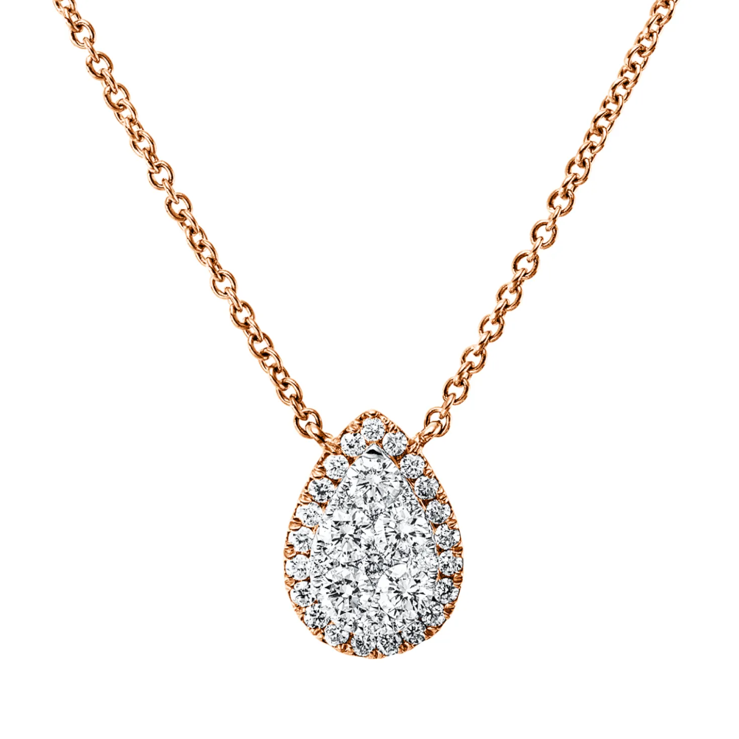Collier aus 750 Gold weiß/rot 33 Diamanten 0,46ct TW-SI L:45,7cm