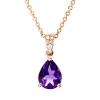 Collier aus 750 Rotgold Amethyst 0,99ct lila 8 Brillanten 0,04ct TW-SI L:45cm